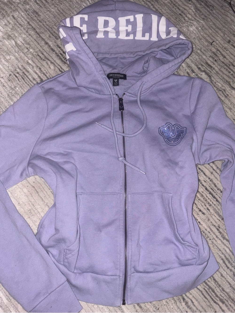 True Religion Lilac Zip Front Hoodie Jacket